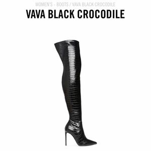 Steve Madden Vava Black Crocodile Print Boots
